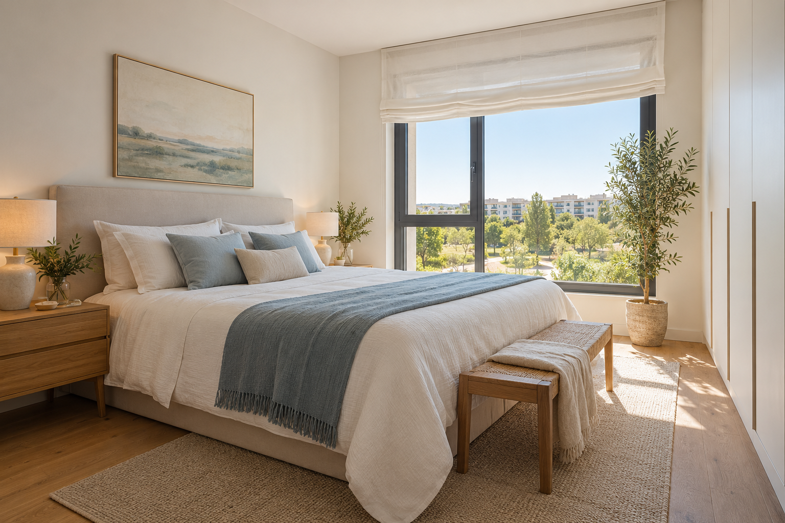Dormitorio principal del ático ficticio en Valdebebas
